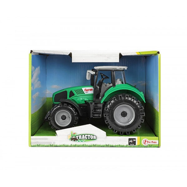 Green farm pull-back tractor 19cm