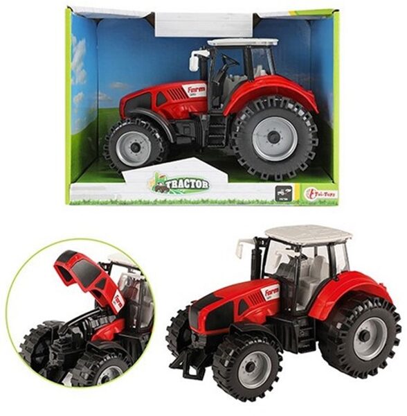 Red farm pull-back tractor 19cm